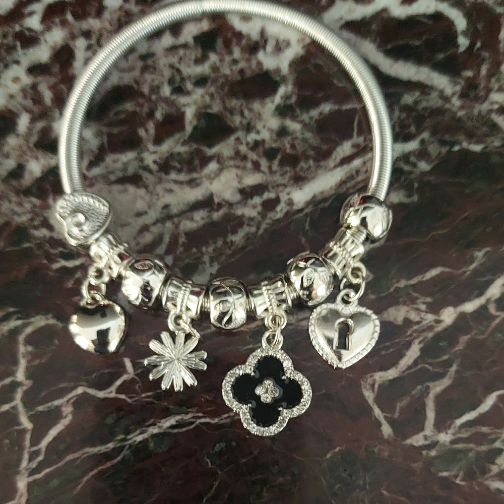 Elegant Silver Charm Bracelet